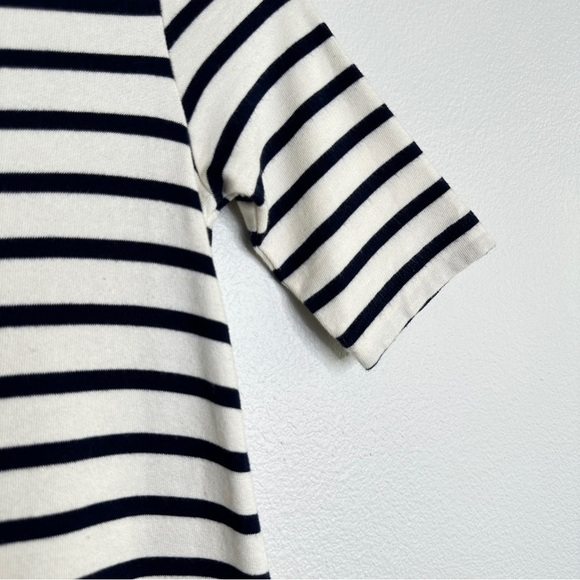 French Connection Short Sleeve Mock Neck Striped Mini Dress Sz 4 Coastal - Picture 2 of 7